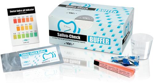 The subjects “underwent five tests (hydration status in un-stimulated saliva, salivary viscosity, un-stimulated salivary pH, stimulated salivary flow rate, buffering capacity in stimulated saliva) by using a saliva testing kit (GC Asia Dental Pte Ltd, Japan.” Credit: https://www.gc.dental/europe/en/products/salivacheckbuffer