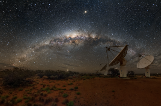 CSIRO's ASKAP radio telescope on Wajarri Yamaji Country. 
