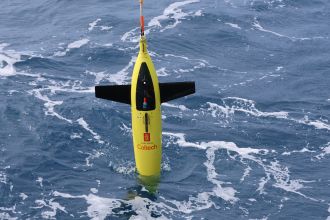A Caltech ocean glider is released into the Southern Ocean