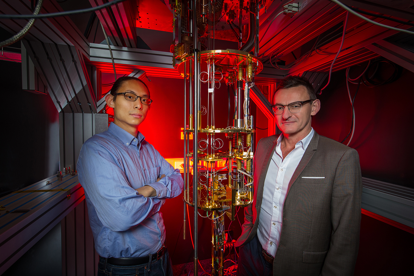 Dr Henry Yang and Professor Andrew Dzurak: “hot qubits” are a game-changer for quantum computing development.  Credit: Paul Henderson-Kelly