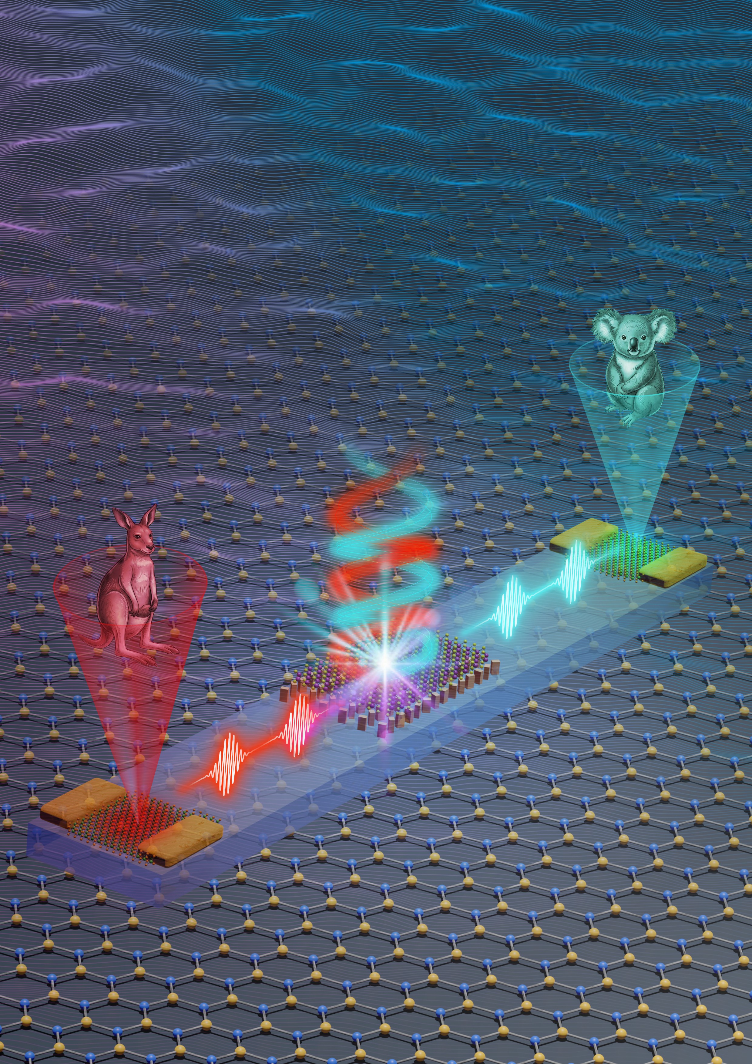 Caption: An artist’s illustration of a photonic valleytronic chip for information processing.  Image credit: Dr Chi Li