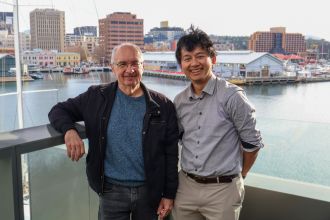 Co-authors Simon Wright (left) and Pat Wongpan