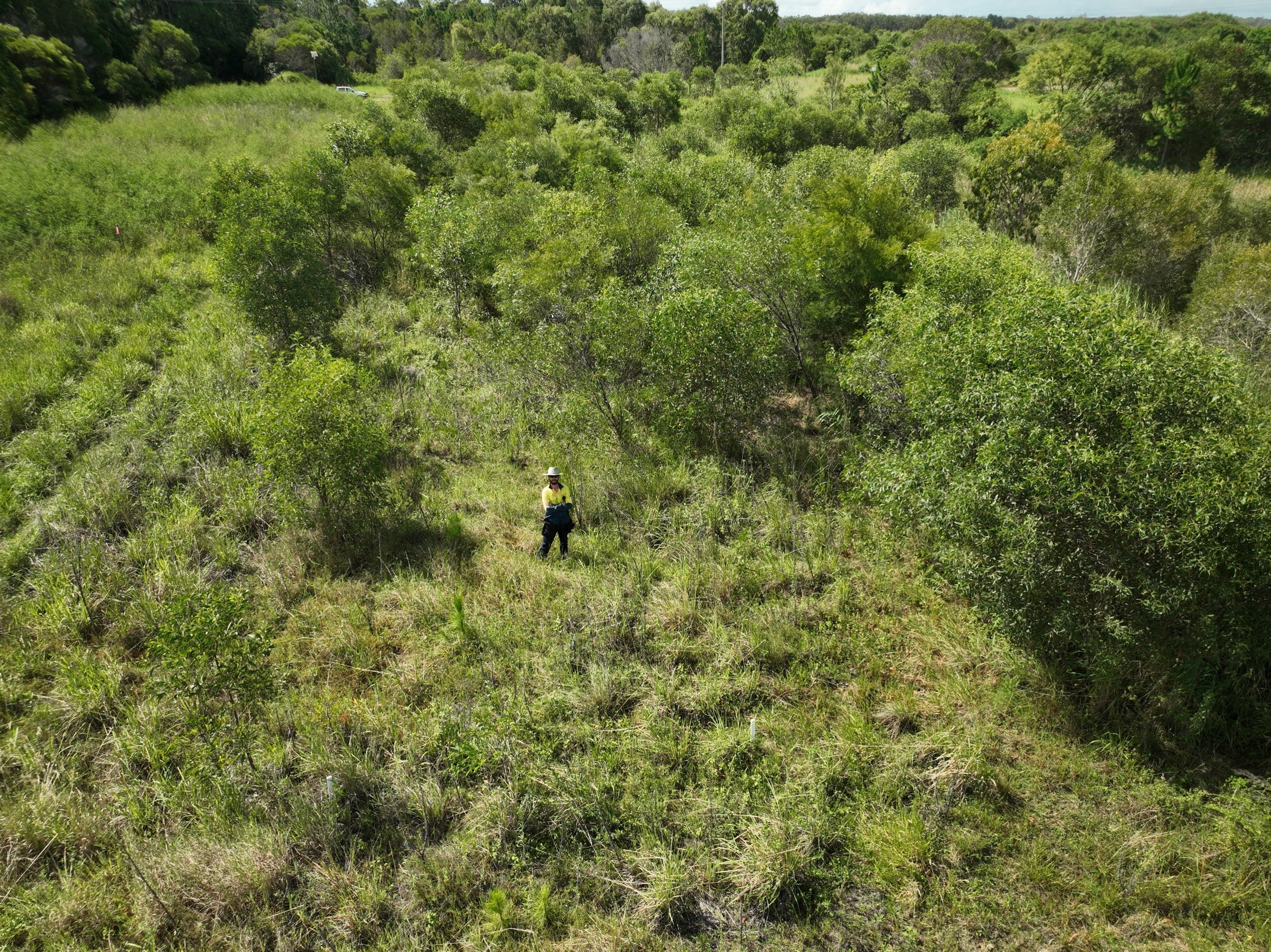 Study lead author Christopher Johnson in the trial study site. Credit: C Johnson