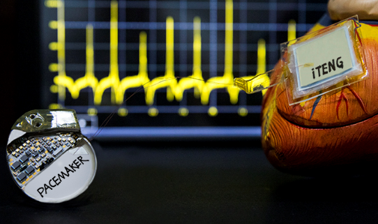 The symbiotic pacemaker based on implantable triboelectric nanogenerator. Credit: Zhou Li