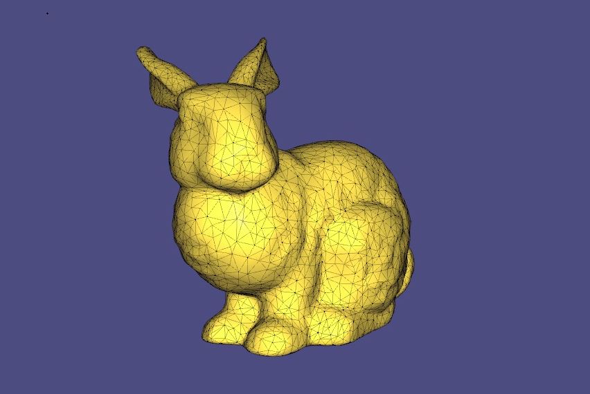 A mesh of the popular Stanford bunny. Wikimedia Commons