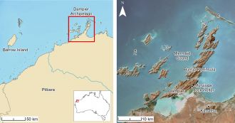 Location map of the ancient Aboriginal underwater sites in Western Australia