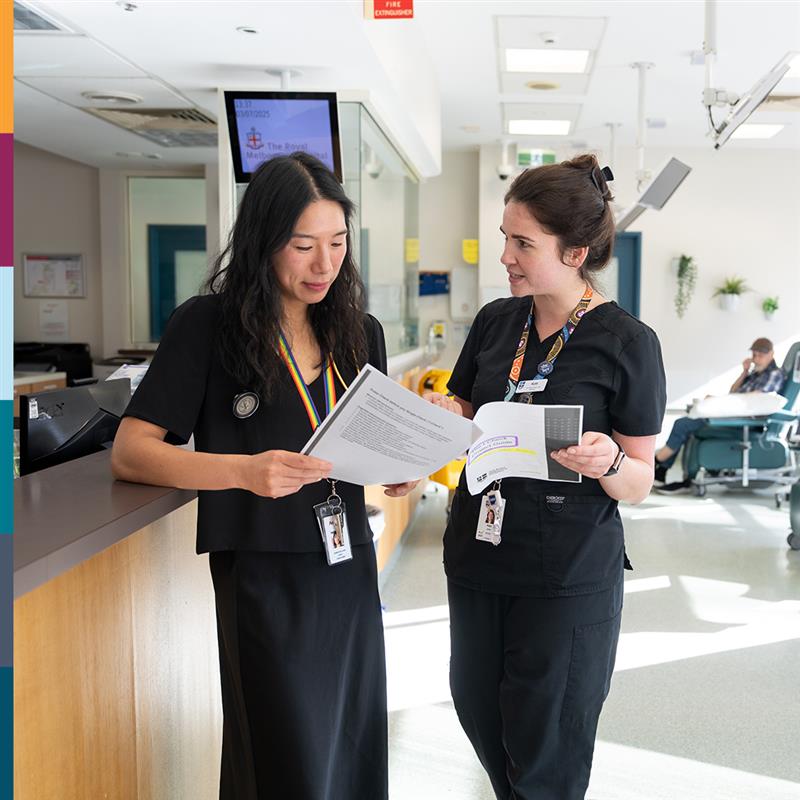 The Snow Centre for Immune Health’s Dr Samantha Chan (left) with Royal Melbourne Hospital’s Associate Nurse Unit Manager Kate Jester (right)