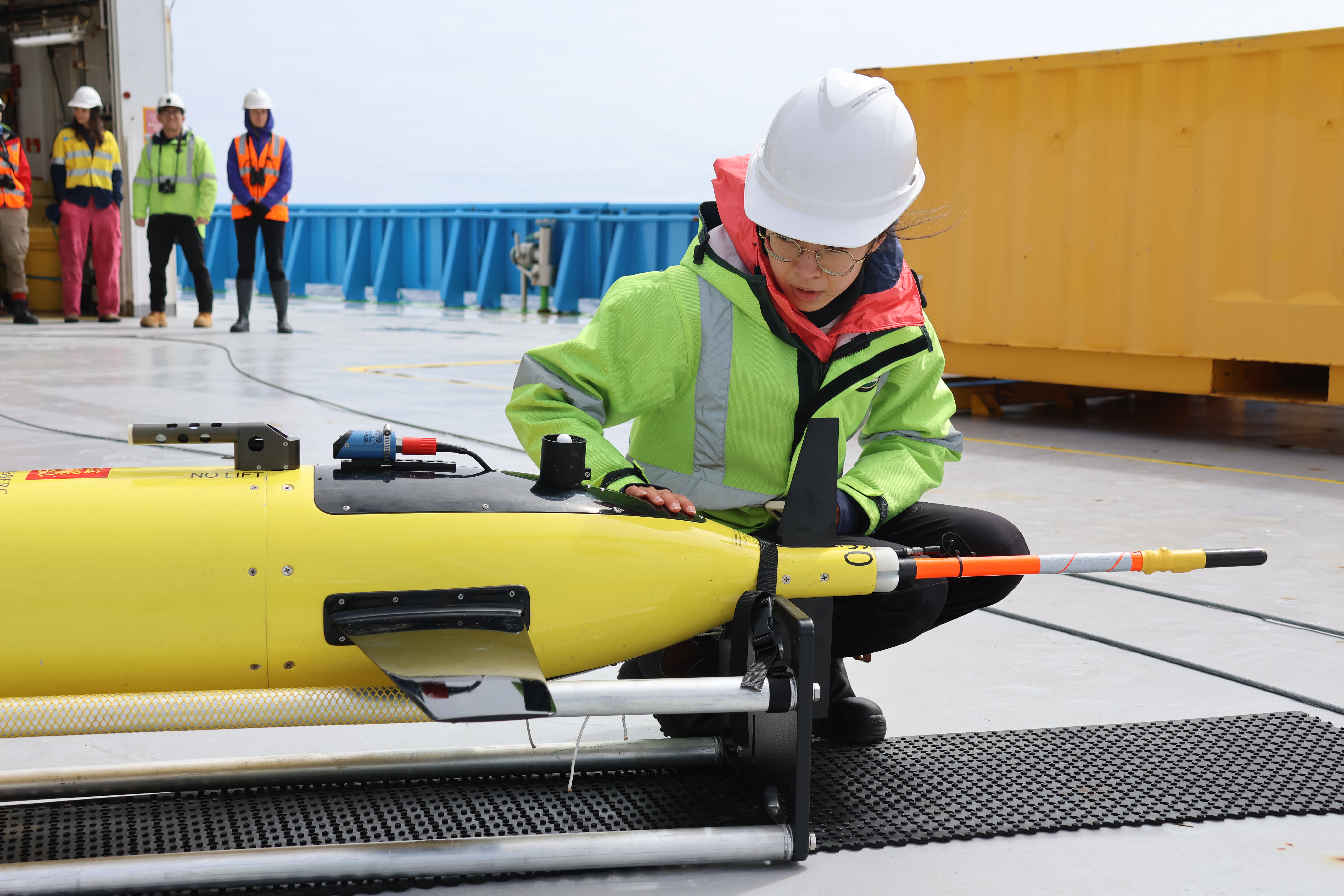 An ocean glider is prepared for release on the FOCUS voyage (photo: Amelia Pearson)