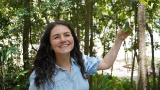 Dr Kristy Stevenson in the field