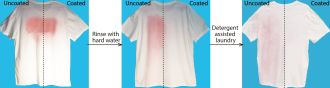 A "real-world" stain removal test conducted on a white cotton T-shirt