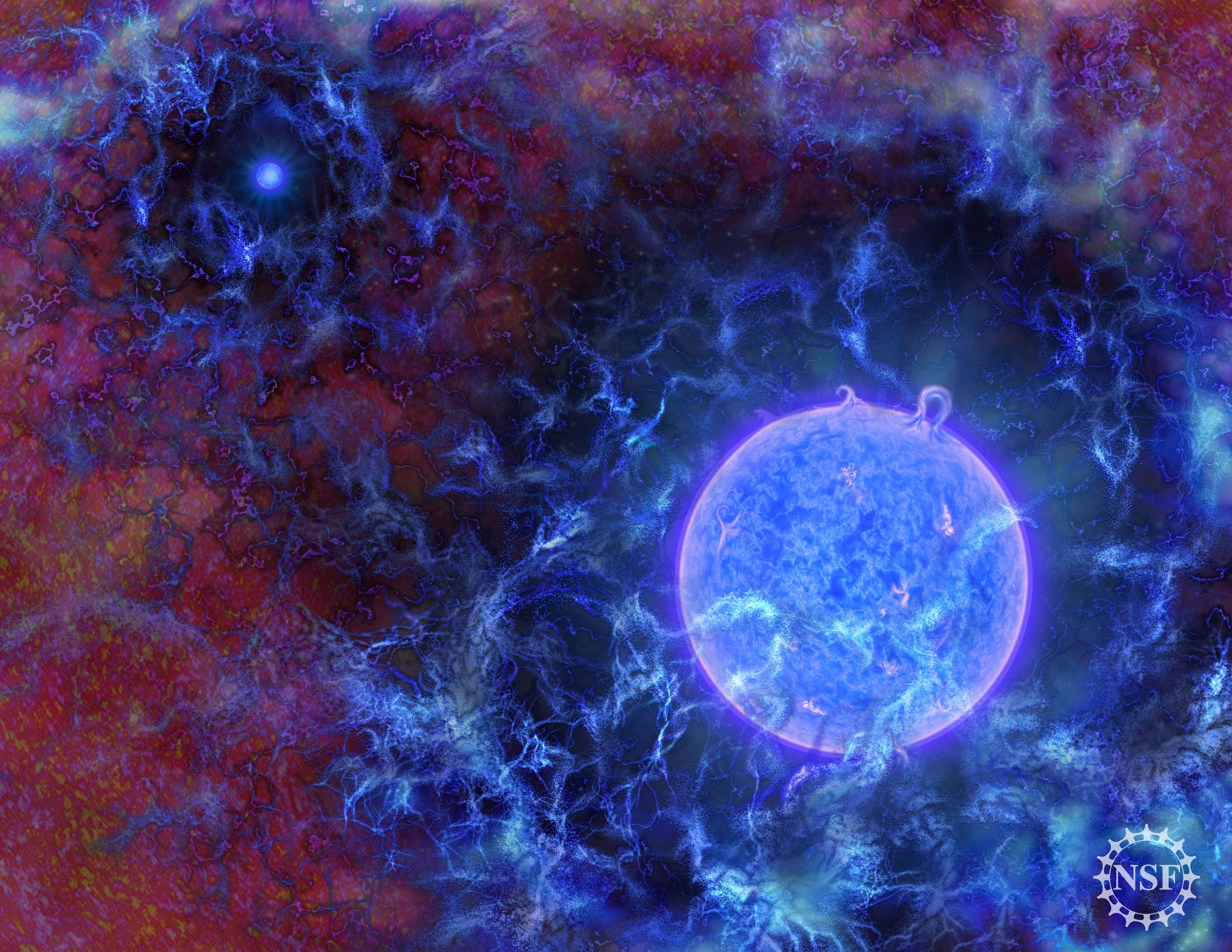 Artist's rendering of how the first stars in the universe may have looked. Credit: N.R.Fuller, National Science Foundation