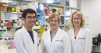 Cancer researchers Suzanne Cory, Hai Vu Nguyen and Cassandra Vandenberg
