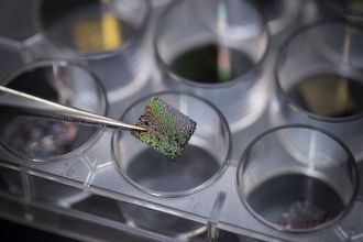 Deposited chemical mixture on microchip