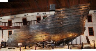 The 1629 Batavia ship remains on display at the Western Australian Shipwrecks Mu