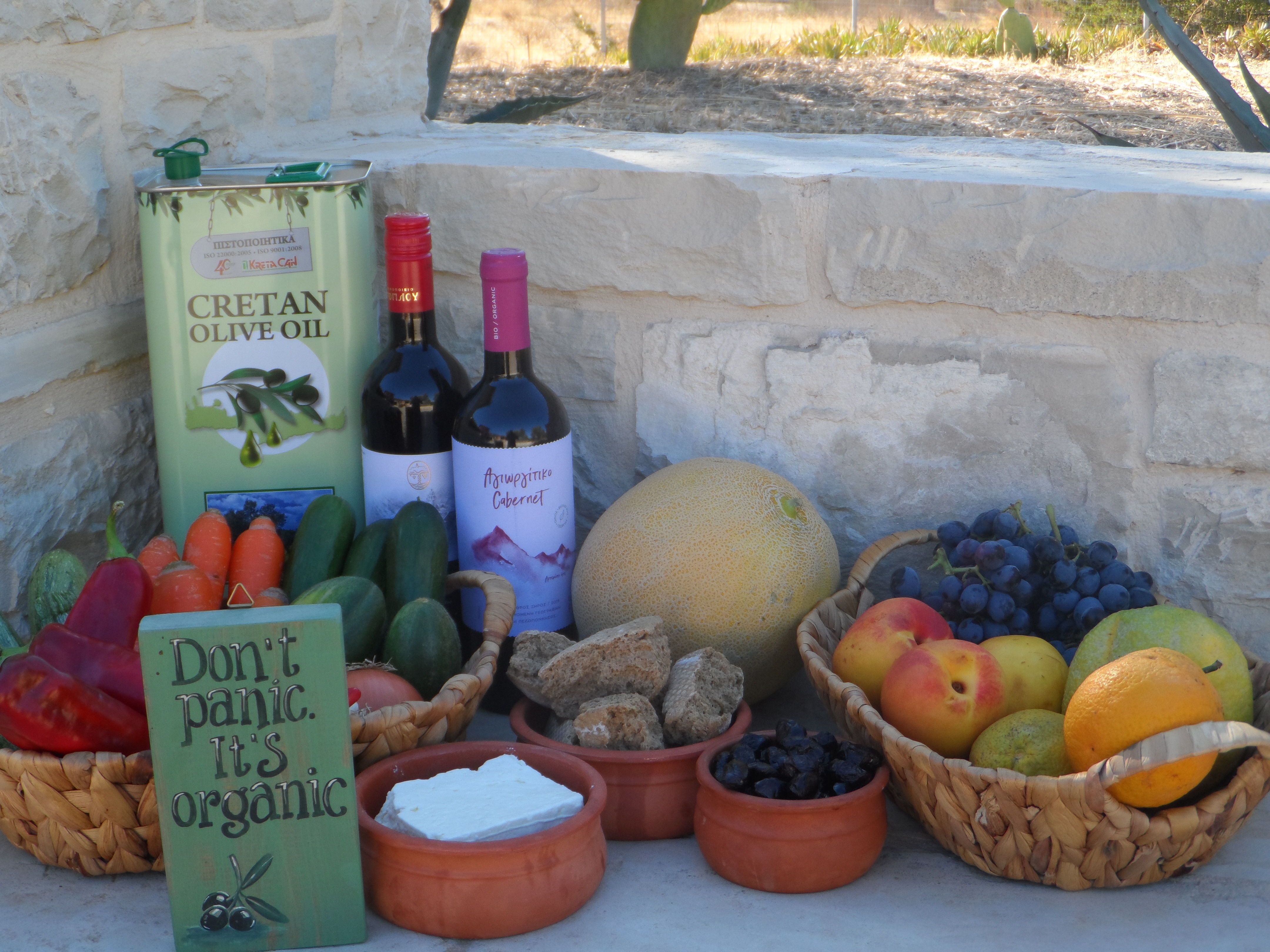 Organic food purchased in Crete for the Mediterranean diet study (credit Carlo Leifert).