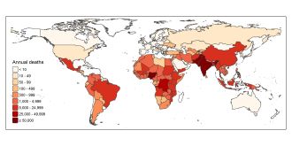 Map of the estimated global mortality of snake envenoming (High estimate)