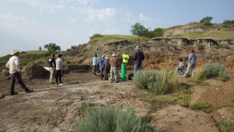 Researchers on-site at the excavation site in Hell Creek. 