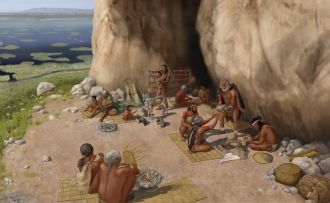 Artistic reconstruction of Pınarbaşı c. 15,800 years ago