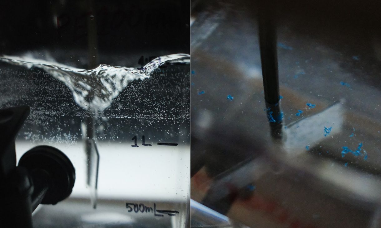 Close-up of microbubbles and nanobubbles used in an enhanced dissolved air flotation process. Credit: Seamus Daniel, RMIT University