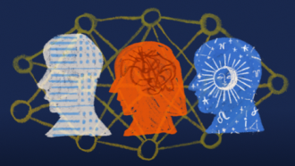 Three heads representing personality assessments
