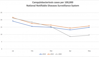 Campylobacteriosis cases per 100,000 Australians 