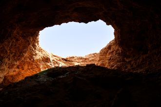 A below ground view of one of the caves where a mummified cheetah was found