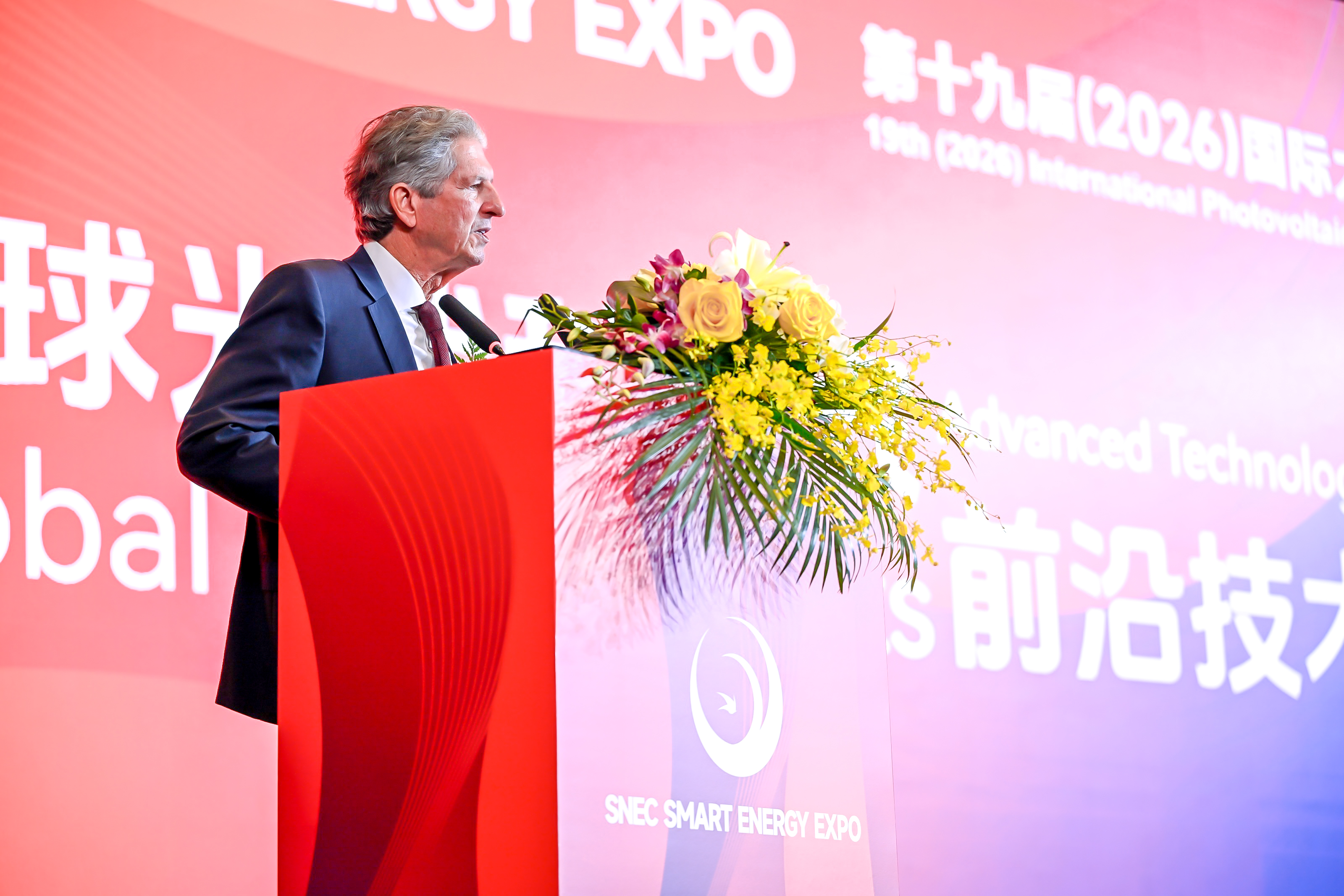 UNSW Scientia Professor Martin Green was this week recognised as Honorary Chair for Life in acknowledgement of his pioneering contributions to global solar technology innovation at the annual SNEC PV Power Expo and Conference in Shanghai, China. Here, he also presented the latest advancements and future direction of silicon solar cell technologies, including improving the stability of perovskite solar cells for large-scale application.Photo: UNSW Sydney