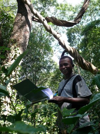 Exaud Kivambe from Reforest Africa monitors forest recovery Tanzania. 