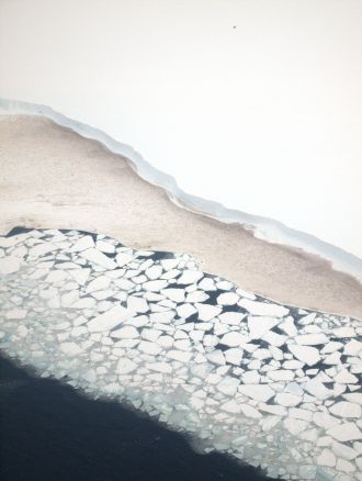 Aerial view of the edge of the Brunt Ice Shelf