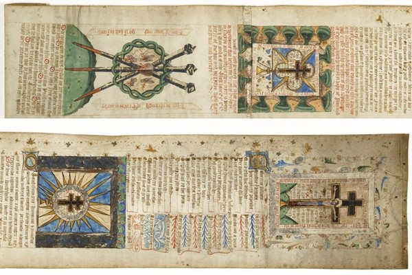 The Bromholm prayer roll, ink, silver and gold on parchment, 1370130mm, private collection Photo: author