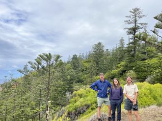 Dr Darren Southwell, Dr Finella Dawlings, and Mel Wilson on Norfolk Island.