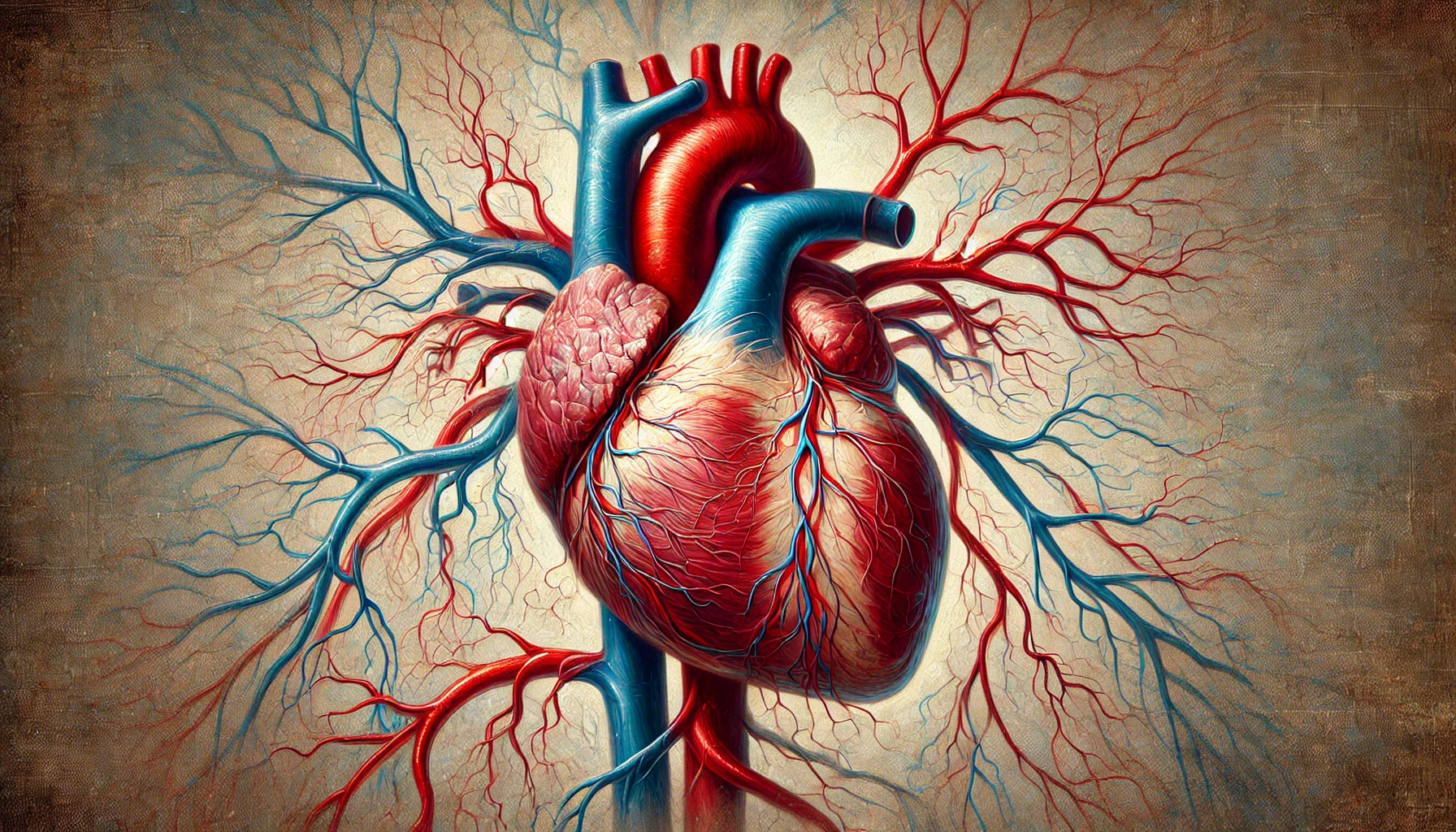 Depiction of the heart and vascular system created with the assistance of AI