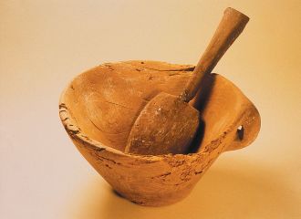 Wooden bowl and spoon