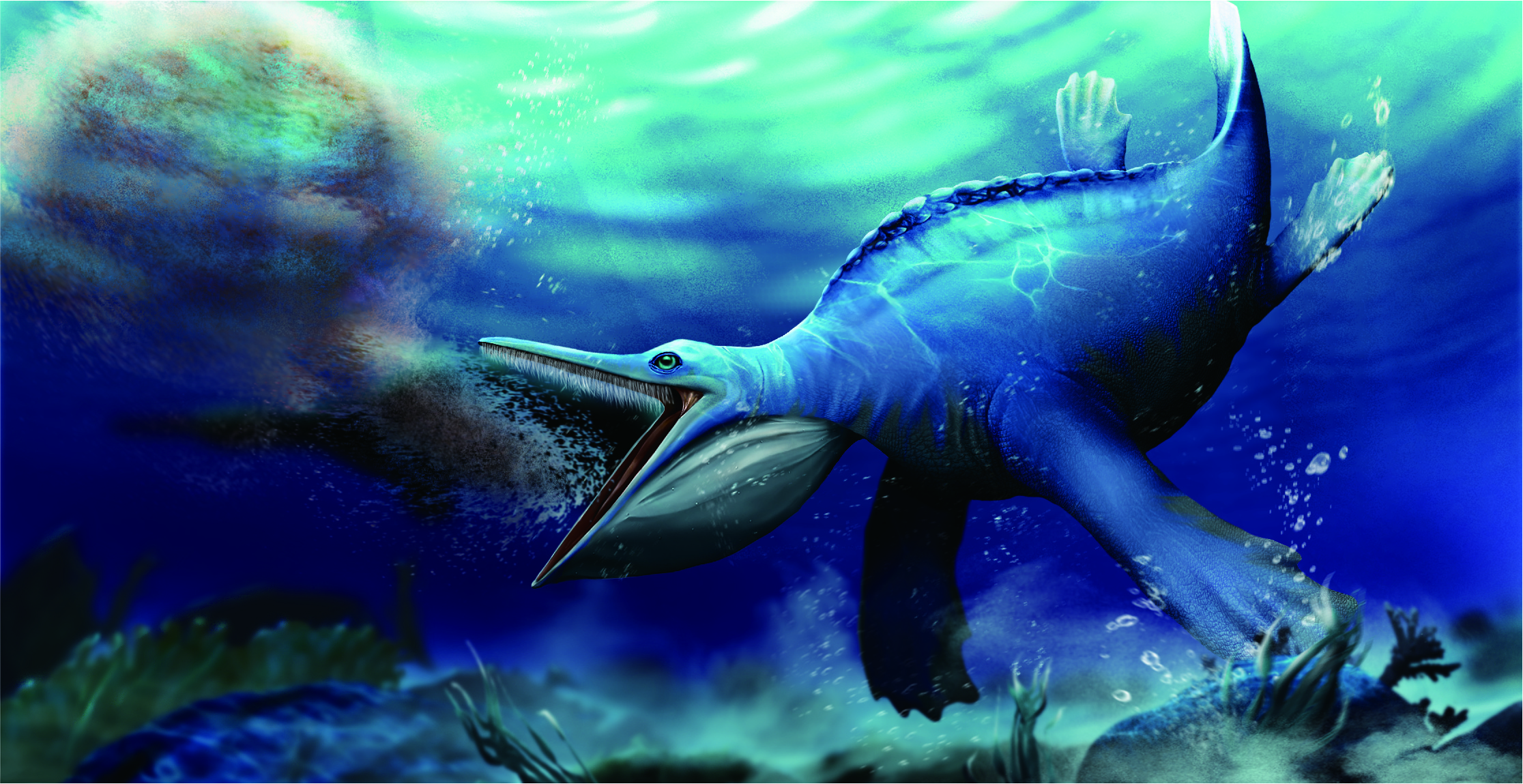  Filter feeding of Hupehsuchus nanchangensis. Credit: Cheng Long