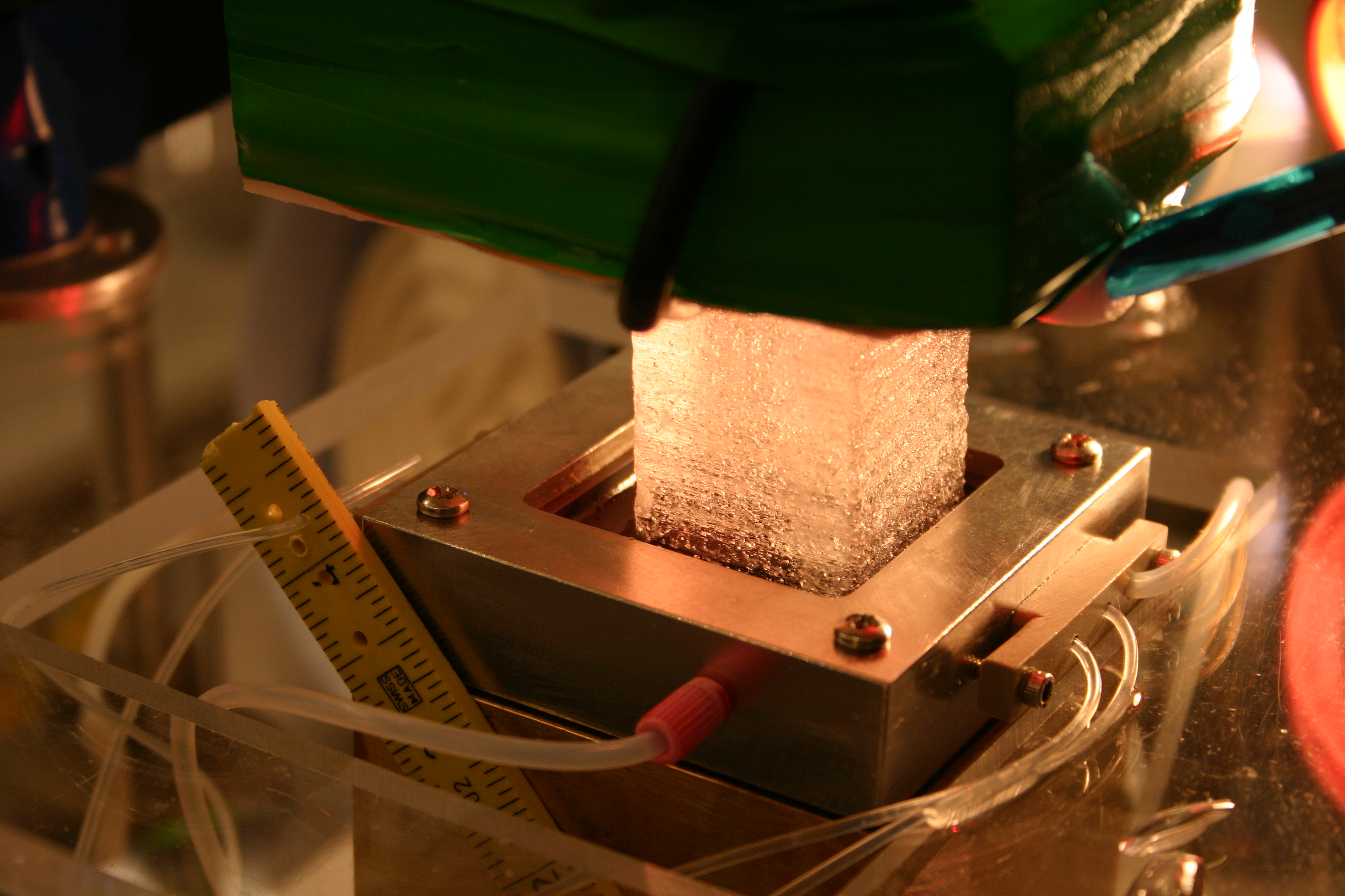 File name: Continuous ice core analyses at DRI_credit Joe McConnell.jpg Caption: Measuring the chemistry in a longitudinal sample of an ice core on DRI’s unique ice core analytical system. Credit: Joe McConnell
