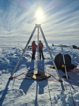 Drilling through ice