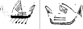 Fig. 3 Drawing of Awunbarna 1 (left) and Awunbarna 2 (right). (Drawings by Darre