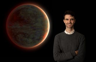 Tom Evans-Soma with an artist impression of Tylos.