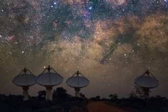 CSIRO's ASKAP radio telescope under the Milky Way on Wajarri Yamaji Country