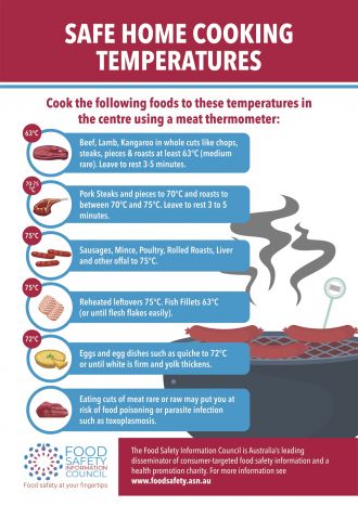 Safe home cooking temperatures graphic