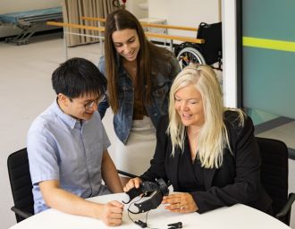 Kevin Yi Chen, Lara Alexander and Professor Sylvia Gustin.