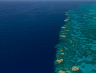 Drone image of an atoll in the Coral Sea