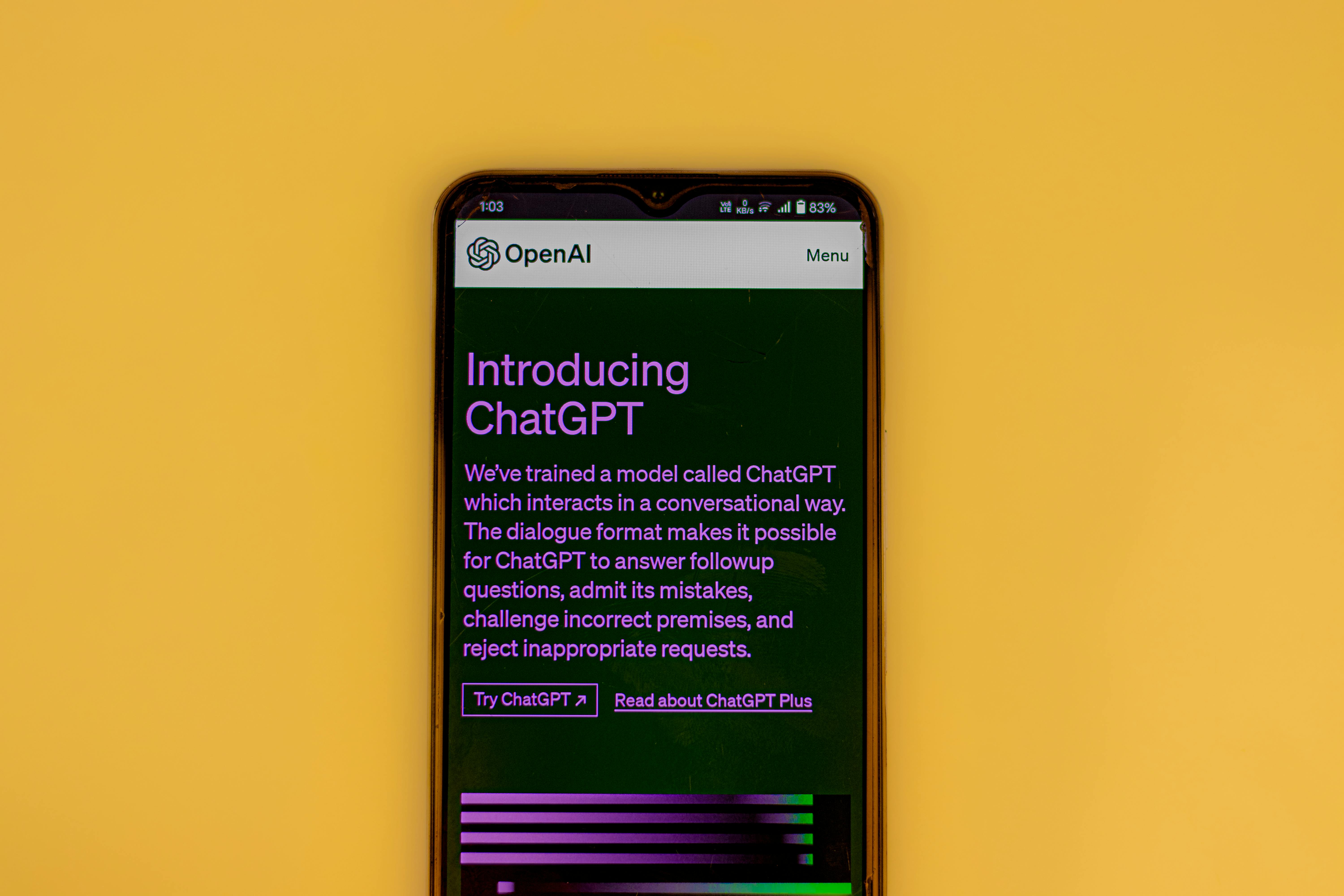 CC-0. https://www.pexels.com/photo/get-instant-answers-to-your-questions-with-chatgpt-your-pocket-ai-assistant-stay-connected-with-chatgpt-on-the-go-16689016/