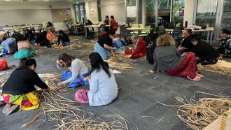 Weaving of the fala pepe (baby mats).