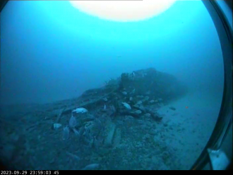 Drop camera image from SS Nemesis survey by RV Investigator - View of wreck on s