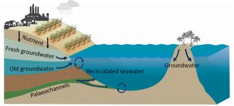 Diagram showing groundwater sources entering Great Barrier Reef