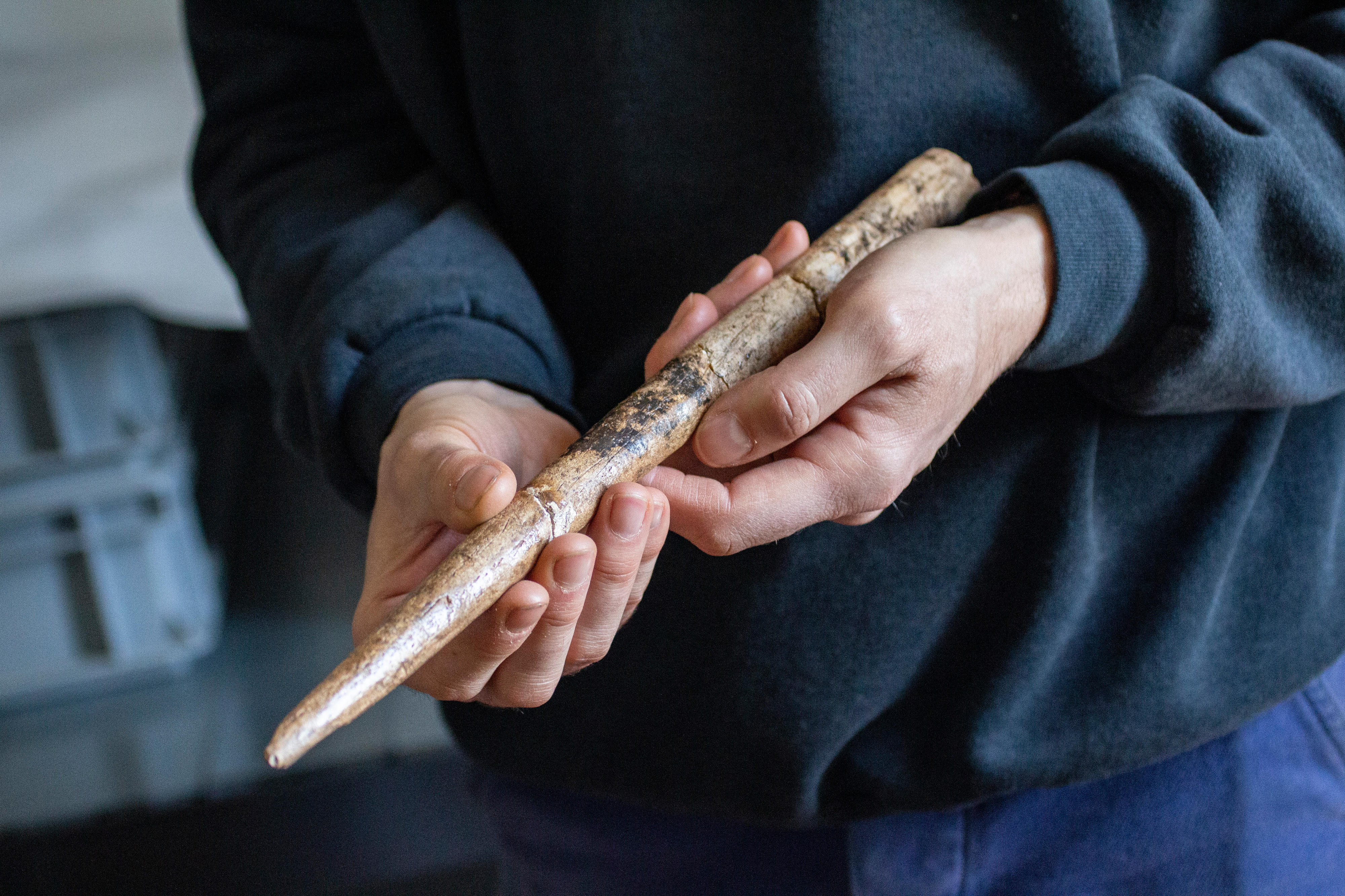 Large projectile point made of Gray Whale bone from the Duruthy rockshelter, Landes, France, dated between 18,000 and 17,500 years ago. Credit: Alexandre Lefebvre