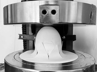 A cracked egg after a vertical static test