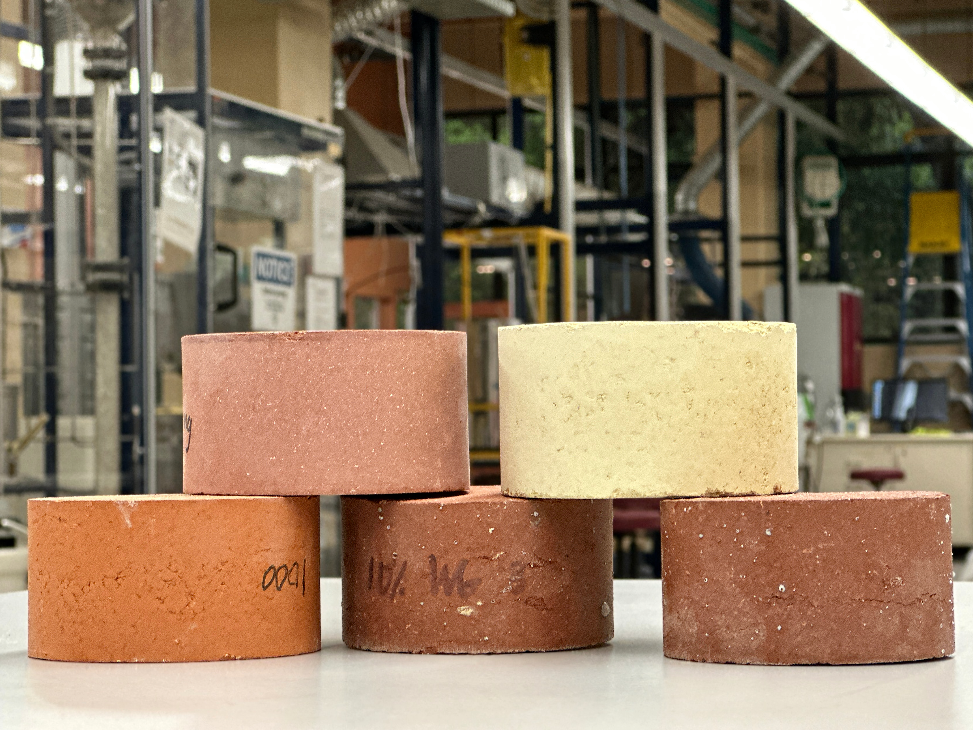 The team can make energy-smart bricks in a range of colours. Credit: Seamus Daniel, RMIT University