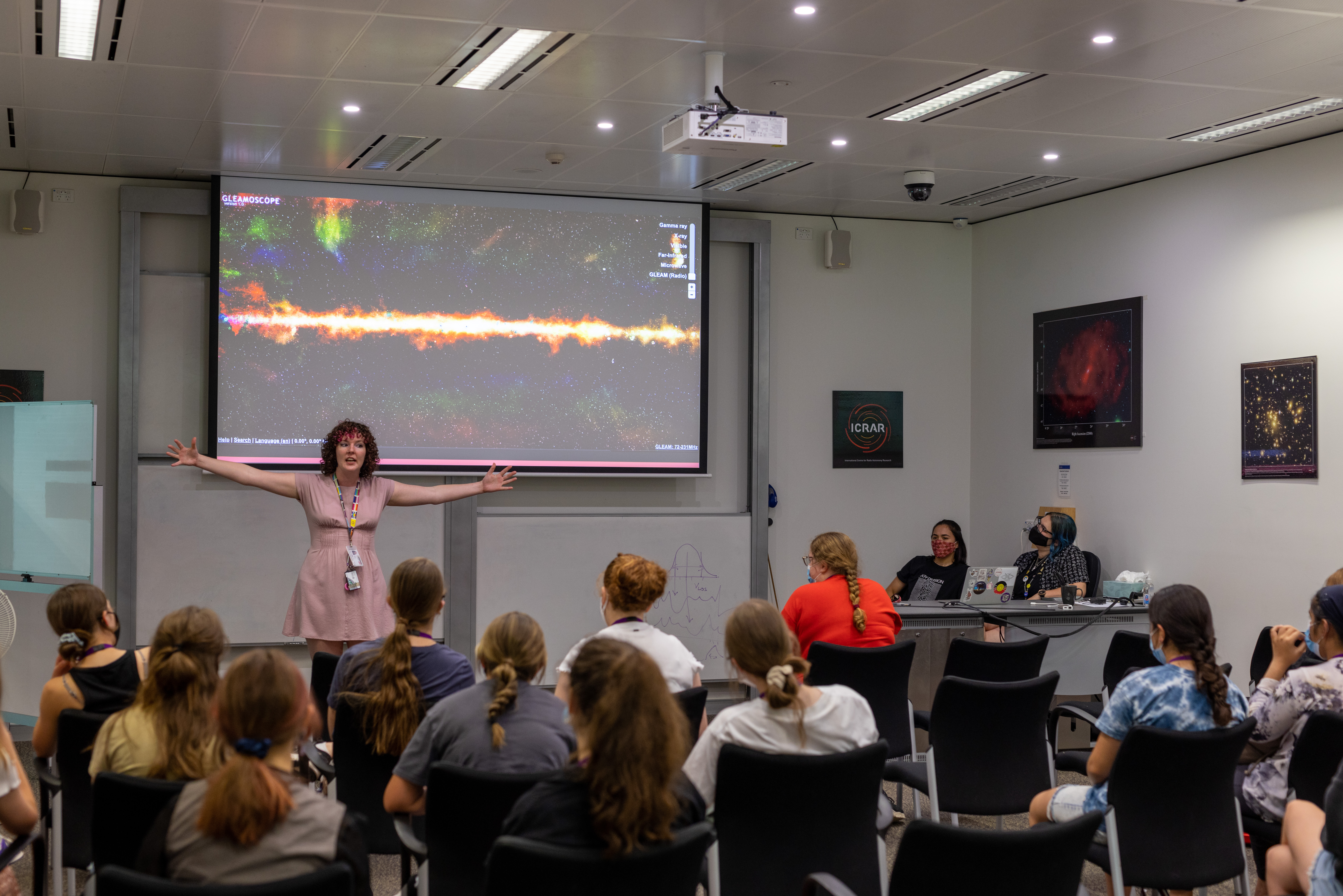 Dr Ross, pictured speaking at ICRAR’s Stargirls STEM camp, says diverse role models are crucial in nurturing future women in STEM. Credit: ICRAR